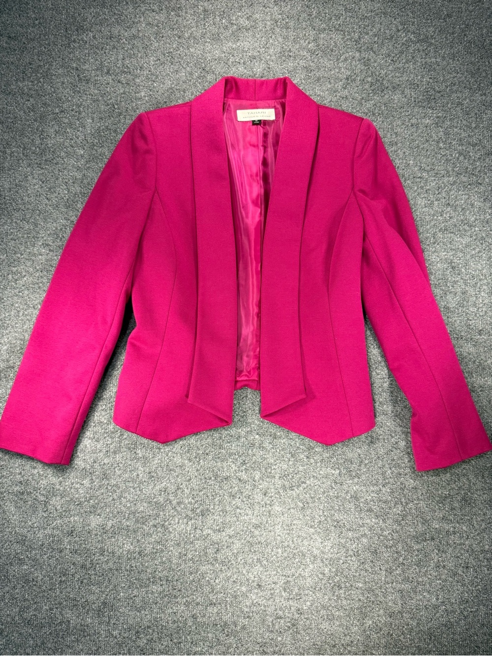 Tahari ASL Fuchsia Open-Front Blazer - professional business feminine classy